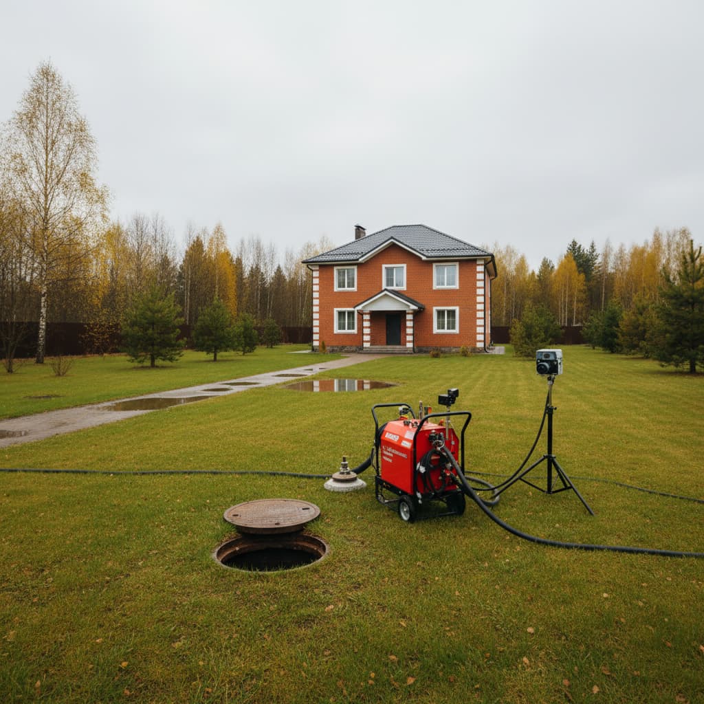 Прочистка выпуска до септика