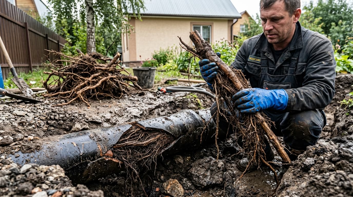 Удаление корней в наружной трубе