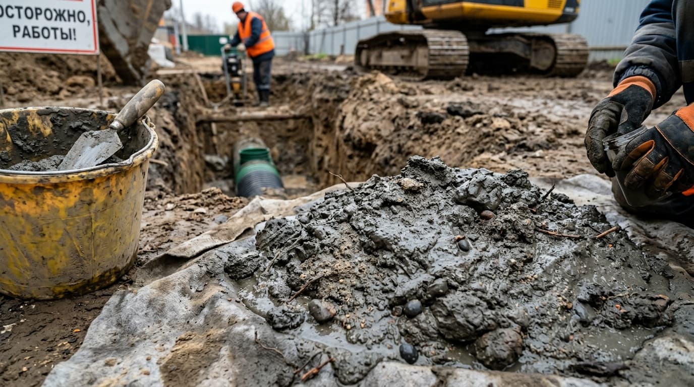 Ил и песок в наружной трубе