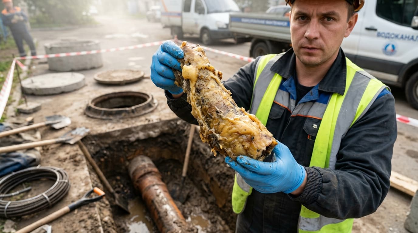 Жировой засор наружной канализации