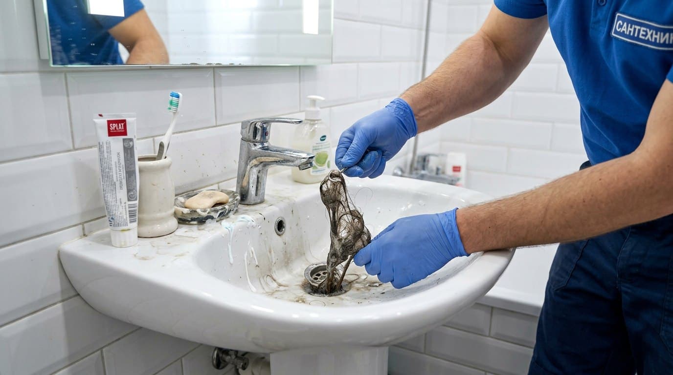 Засор волосами и мылом