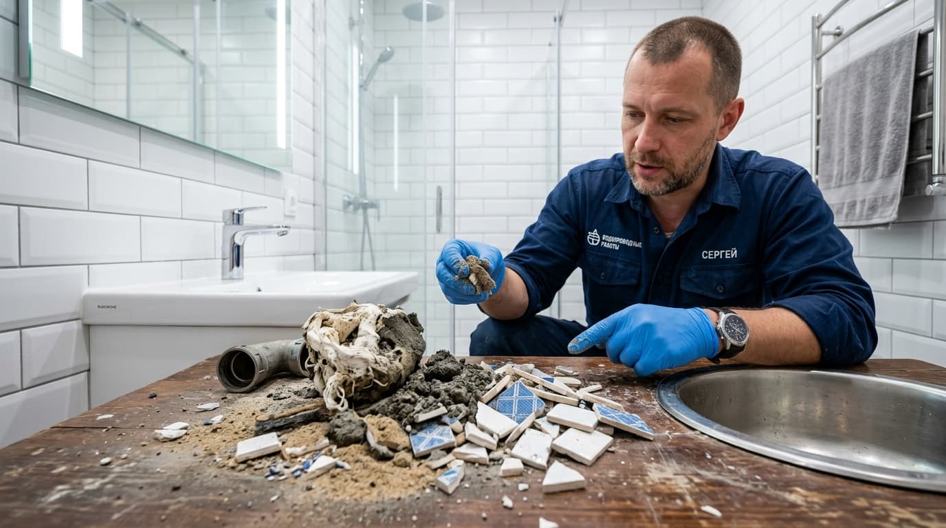 Строительный мусор в раковине