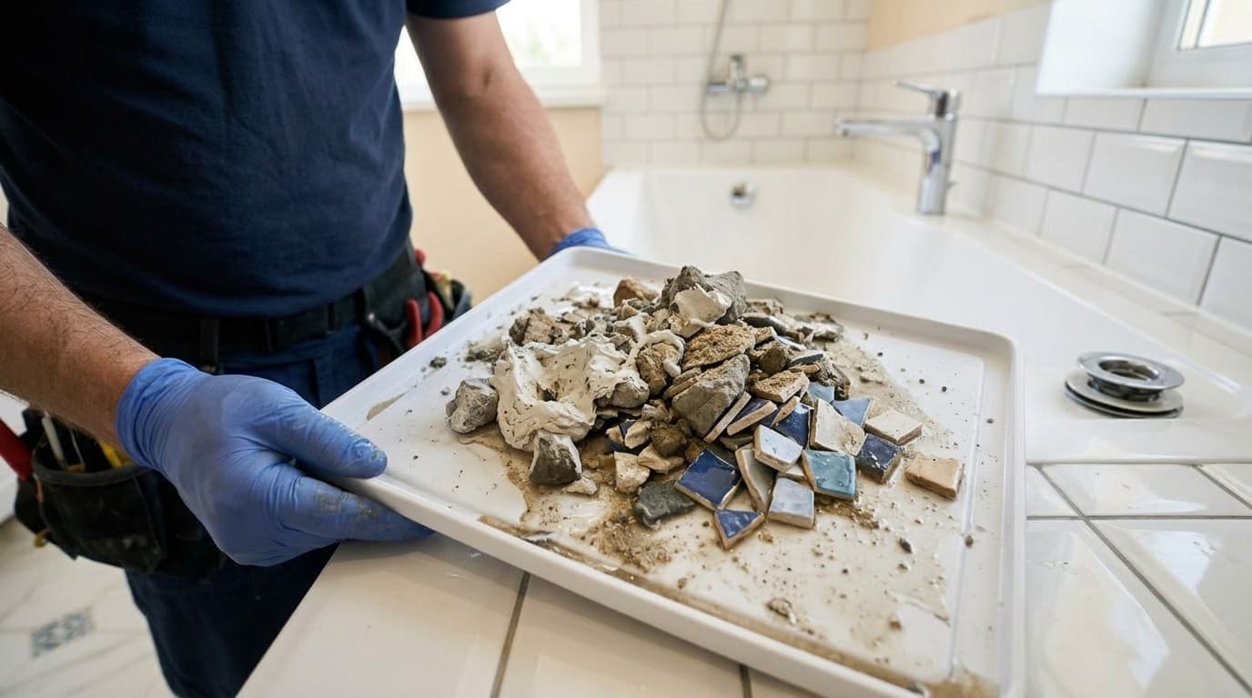 Строительный мусор в сливе